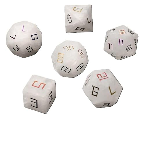 7PCS Natürlicher Edelstein DND Würfel Set, Weißer Kristall Rollenspiel D&D Würfel, DND Kristall Edelstein Würfel Set, Polyeder Edelstein Würfel Set für RPG Brettspiele B von YlobdolY