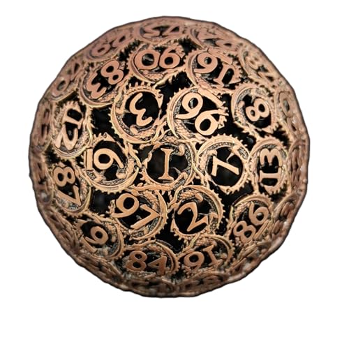 Große 100-seitige Würfel, polyedrische Metall Hohl D100 RPG Dungeons und Drachen D&D Board Giant Flying Dragon Spiel Würfel Zubehör und Digital Teaching Bronze Große 100-seitige Würfel, polyedrische Metall Hohl D100 RPG Dungeons und Drachen D&D Board Giant Flying Dragon Spiel Würfel Zubehör und Digital Teaching Bronze von YlobdolY