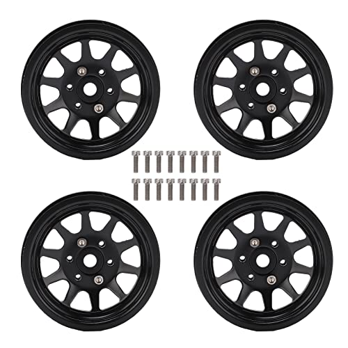 Ylwxzenith 4Pcs Durability 1.9 Inch Metal Wheel Rims for 1:10 RC Crawler, Enhanced Stability for Hobby Enthusiasts (Black) von Ylwxzenith