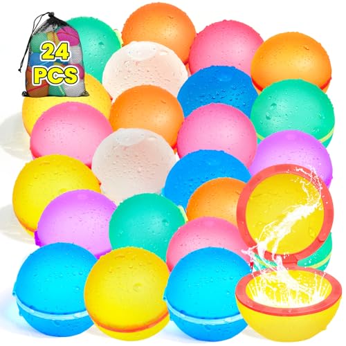 Wiederverwendbare Wasserbomben Selbstschließend,Silikon Magnet Wasserbomben für Kinder Erwachsene, Nachhaltige Selbstdichtende Wasserball, Outdoor Sommerspaß Wasserspielzeug für Party (24 Stück) von Ylzzrs