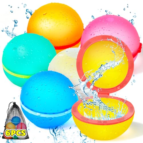 Wiederverwendbare Wasserbomben Selbstschließend,Silikon Magnet Wasserbomben für Kinder Erwachsene, Nachhaltige Selbstdichtende Wasserball, Outdoor Sommerspaß Wasserspielzeug für Party (6 Stück) von Ylzzrs