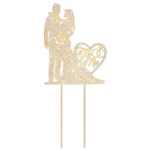 Cake Topper Hochzeit,Ymapinc Strass Tortendeko Hochzeit Mr & Mrs Hochzeitstorte Deko Metall Wedding Cake Topper Elegant Tortendenstecker Hochzeit für Hochzeit Jahrestag Verlobung Brautparty von Ymapinc