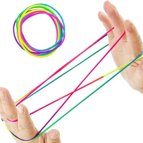 Ymxil 12Stk Fingertwist Fadenspiel, Regenbogen Optik 160cm lang Fingerspiel Einschulung Schulanfang Geschenk Schultüte Füllung Inhalt Kleinigkeiten von Ymxil