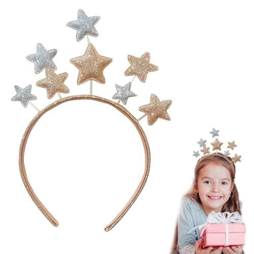 Ymxil Stern Haarreif Weihnachten, Weihnachten Haarschmuck Silvester Haarreif, Glitzer Gold Silber Stern Haarreif Stirnband Weihnachts Haarreifen für Damen Mädchen Festival Geburtstag Party von Ymxil