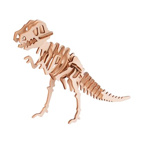 3D-Dinosaurier-Puzzles - 3D Holzpuzzle Dinosaurier, Brain Teaser Puzzles Pädagogisches STEM-Spielzeug für Erwachsene und Kinder, um sicheres einfaches Stanzen von Ynnhik