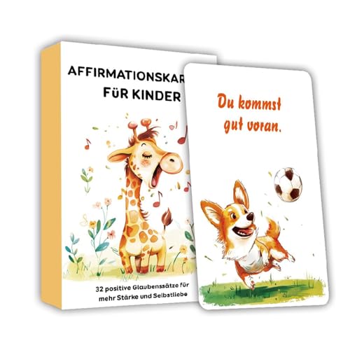 Affirmationskarten für – 32 Deutsche Positive Affirmations-Blitzkarten | Ermutigende Zitate, Vertrauensaufbau, Lernspielzeug, Tiermotive für Meditation von Ynnhik