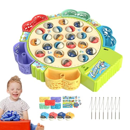 Magnetisches Fischspiel – Fischspielzeug für Kinder, magnetisches Angelspiel mit 3 Gängen und Musik | Niedliches Kinderspielzeug mit um 360 Grad drehbarer Angelscheibe für Zuhause, Kindergarten, Kinde von Ynnhik