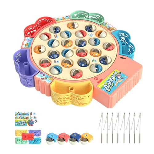 Magnetisches Fischspiel – Fischspielzeug für Kinder, magnetisches Angelspiel mit 3 Gängen und Musik | Niedliches Kinderspielzeug mit um 360 Grad drehbarer Angelscheibe für Zuhause, Kindergarten, Kinde von Ynnhik