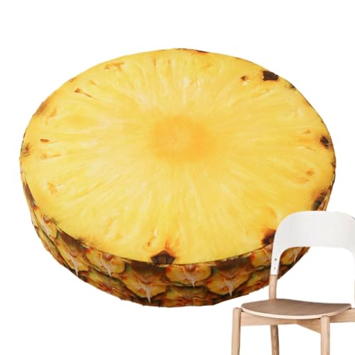 Niedliches Sitzkissen – runde dekorative 3D-Plüschkissen, stilvoll dekorieren mit Obstkissen I Kiwi-Orange-Zitrone-Wassermelone-Sitzkissen, Sofakissen für Zuhause, Kindercouch, 15,35 x 15,35 x 2,76 Zo von Ynnhik