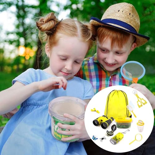 Ynnhik Outdoor Kids Explorer Kit – 10-teiliges Outdoor-Abenteuerset für Kinder, Lernspielzeug | Set aus Fernglas und Lupe für Kleinkinder mit Kompass und Pfeife von Ynnhik