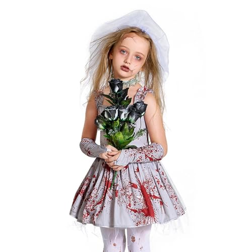 Ynnhik Bloody Halloween Dress - Bloody Halloween Dress | Halloween Dress Up Accessories with Veil and Glovelettes for Party Favors von Ynnhik