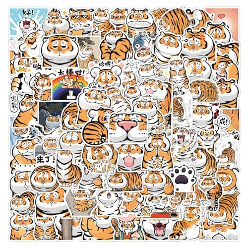 Ynnhik Cartoon-Tiger-Aufkleber – auffällige Tiger-Wandkunst, Tier-Vinyl-Aufkleber | Ästhetische Tiger-Aufkleber, wasserfest, Wildtier-Aufkleber, Dschungel- für Kinderzimmer, Wohnzimmer, Wandaufkleb von Ynnhik