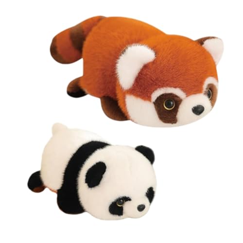 Ynnhik Doppelsiedelte Plüsch, niedliche Reversible Stofftiere - unruhiges Füllung Panda, Reversible rote Panda -Spielzeug, ausgestopfte Tiere, Kinder, Heimsofa -Dekoration, von Ynnhik