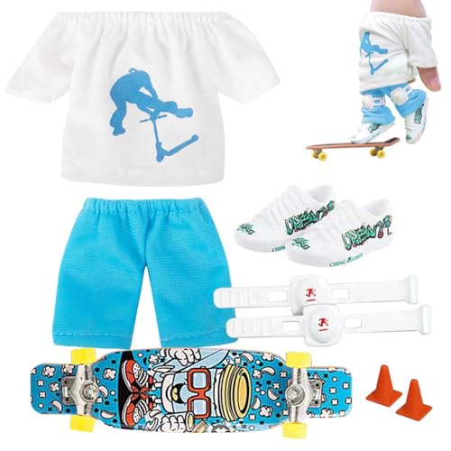 Ynnhik -Fingerscooter-Set | Finger Scooter Spielzeug, Finger Scooter -Skateboard Hose und Schuhen | Interaktives Fingerspielzeug Fingerboard-Zubehör von Ynnhik