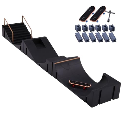 Ynnhik Griffbrettrampen - 6-in-1 Geschmackloses Griffbrett-Set, Mini-Fingerspielzeug, einschließlich 6 Skateboard-Rampen, 3 Finger-Skateboards für Partys von Ynnhik