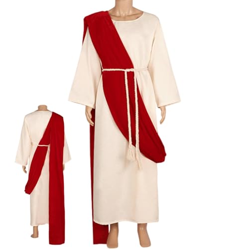 Ynnhik Jesus Kostüm Erwachsene, Jesus Kostüm Herren | Weiße Jesus-Kostüm-Robe | Gesamt-Jesus-Kostüme, Halloween-Jesus-Robe, hautfreundliches Material für Kostüm von Ynnhik