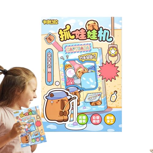 Ynnhik Kleine Klauenspielmaschine, Klauenmaschine für Kinder | Handgefertigte Capybara Arcade-Spielmaschine - Greifmaschinenspielzeug, Papierkrallenmaschine, Drehmaschinenspielzeug für und Mädchen von Ynnhik