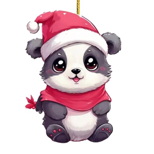 Ynnhik Panda-Weihnachtsdekorationen - Dekoratives Acryl-Panda-, Rucksack-Panda-Ornamente für Weihnachtsbaum, Zuhause, Fenster, Outdoor, Auto, Riesenpanda-Dekoration von Ynnhik