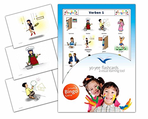 Yo-Yee Flashcards - Bildkarten Verben mit Bingospiel für den Sprachunterricht in Größe DIN A5 - Set 1 - Zur Sprachförderung in Kita, Kindergarten, Schulen und Logopädie von Yo-Yee Flashcards