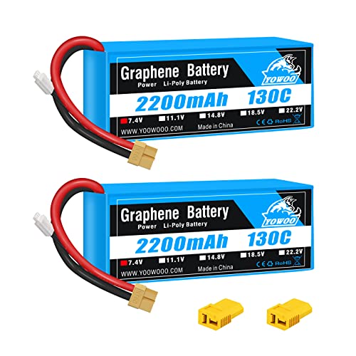 Yowoo 2 Packs 2200mAh 2S 7.4V 130C LiPo Akku mit XT60 / Deans T Stecker für RC Evader BX Auto RC LKW RC Truggy RC Flugzeug UAV Drohne FPV RC Flugzeug 450 Hubschrauber RC Boot Yowoo 2 Packs 2200mAh 2S 7.4V 130C LiPo Akku mit XT60 / Deans T Stecker für RC Evader BX Auto RC LKW RC Truggy RC Flugzeug UAV Drohne FPV RC Flugzeug 450 Hubschrauber RC Boot von YoWoo Power