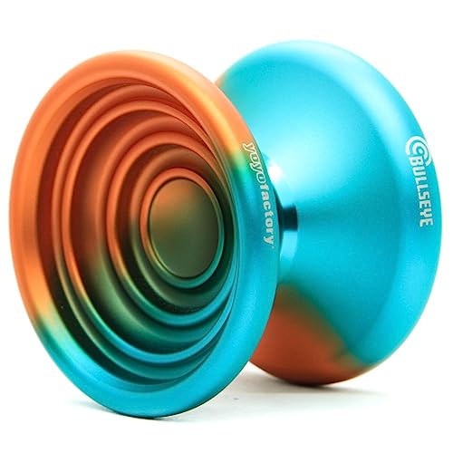 YoyoFactory Bullseye Yo-Yo - ORANGE/TÜRKIS (DNA Tricks, Metall Yoyo, Schnur, Kugellager & Anleitung enthalten) von YoYo Factory