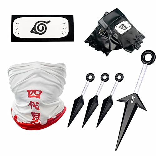 Yoeaiwoas 8 Stück Anime Cosplay Accessoires Maske Stirnband Handschuhe Konoha Logo Na ruto Kostüm Zubehör für Männer Frauen von Yoeaiwoas