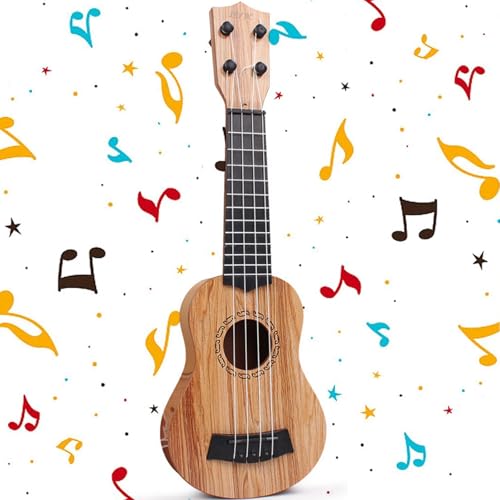 38 cm Mini Gitarre, Kindergitarre, Kunststoff Spielzeug Gitarre, Ukulele Gitarre Spielzeug, Gitarre Spielzeughen, Ukulele Kinder mit 4 Verstellbaren Seiten, für Kinder, Kleinkinder (Hellbraun) 38 cm Mini Gitarre, Kindergitarre, Kunststoff Spielzeug Gitarre, Ukulele Gitarre Spielzeug, Gitarre Spielzeughen, Ukulele Kinder mit 4 Verstellbaren Seiten, für Kinder, Kleinkinder (Hellbraun) von Yoihuqi