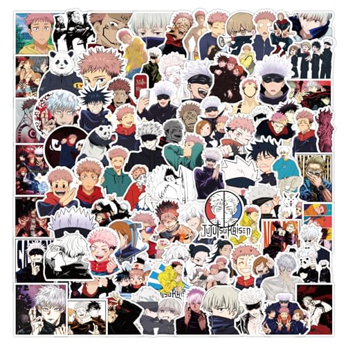 100 Stück Cartoon Anime Jujutsu Kaisen Aufkleber,Auto Laptop Telefon Gitarre Skateboard Motorrad Fahrrad Cartoon Stickers Set Vinyl Wasserdicht Aesthetic Aufkleber für Jugendliche Kinder Erwachsene,02 von Yoimckay