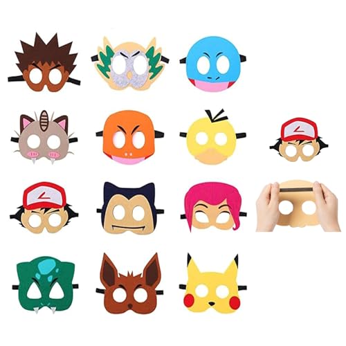 12 Stück Cartoon Cosplay Maske, Party Face Anime Mask, Kindermasken Augenmaske, Junge Kinder Cosplay Masken Karikatur Figur, Erwachsene Kinder Party Maskerade, Halloween, Weihnachten Geburtstag, 02 von Yoimckay