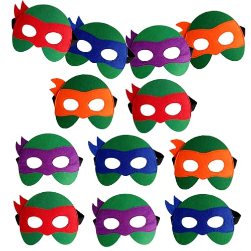 12 Stück Kawaii Cartoon Masken,Kinder Party Masken,Cute Anime Filzmaske,Niedlich Schildkröte Karikatur Mask,Kinder Geburtstag Deko Masken Charakter Cosplay Hallowee Partyzubehör Maskerade Karneval von Yoimckay