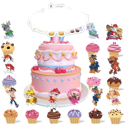 13 Stück Cartoon Dog Geburtstag Cake Topper Kuchen Deko,Muffins Dessert Decoration, Kawaii Cupcake Topper Deko,Happy Birthday Tortendeko,Anime Thema Party Kuchen Dekoration, für Kinder Jungen Mädchen von Yoimckay