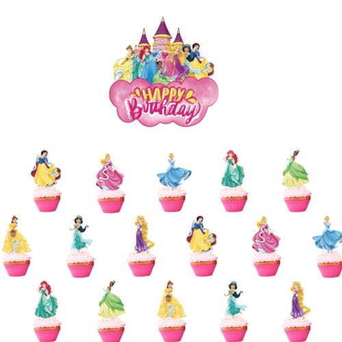 25 Stück Prinzessinnen-Kuchen-/Cupcake-Topper für Mädchengeburtstag, Geburtstagskuchendekorationen – glitzernde Prinzessin – Prinzessinnenparty, geeignet für Partydekorationen, Babyparty von Yoimckay