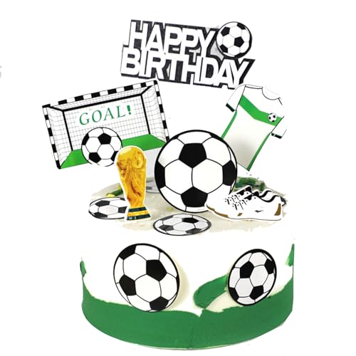 5 Stück Tortenaufsätze Geburtstag - Fußball Kuchen Topper - Tortendeko Geburtstag Junge - Kindergeburtstag Fußball Fan Tortendeko von Yoimckay