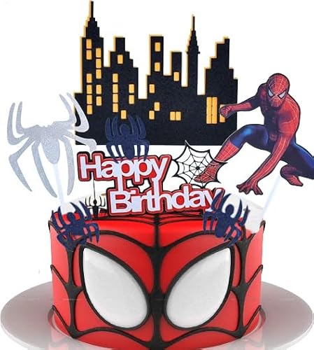 Cartoon Tortenaufsätze für Kinder,9 Pcs Cool Spider Anime Karikatur Kuchenaufsätze Cupcakes Geburtstagskuchen und Muffins,Spinne Held Tortendeko Thema Partyzubehör Tortenaufleger für Jungen Mädchen von Yoimckay