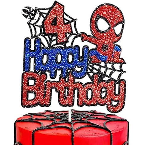 Cute Cartoon Spider Karikatur Tortenaufsätze für Kinder,4 Jahre Alt Cool Anime Kuchenaufsätze Cupcakes Geburtstagskuchen,Spinne Held Tortendeko Thema Partyzubehör Tortenaufleger für Jungen Mädchen von Yoimckay