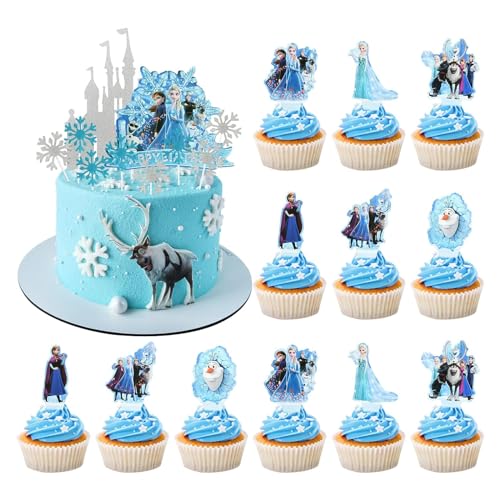 Cute Geburtstag Torte Topper,Anime Cake Topper,25 Stück Cake Toppers,Prinzessinnen Tortendeko für Mädchen,Geburtstagsfeier,Cake Topper Geburtstag Set für Party Dekoration zum Kinder Torten Deko von Yoimckay