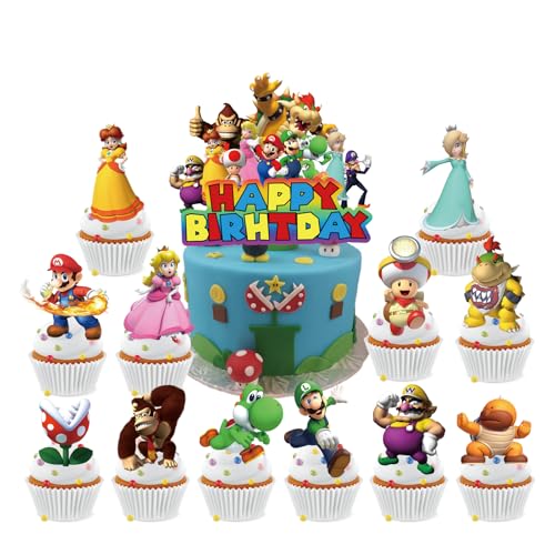 Pilz Kuchendekoration 25 Stück Kuchenaufsatz,Cupcake-Aufsatz Kuchenaufsatz,Geburtstagskuchen-Dekoration für Kinder,Jungen und Mädchen (Anime) von Yoimckay