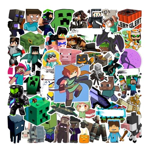 Yoimckay 100pcs Funny Pixelspiel Aufklebers, Anime Game Aufkleber,Cooles Wasserdichtes Vinyl-Aufkleber-Set für Laptop Skateboard Gitarre Gepäck Wasserflasche Telefon, Karikatur Mosaik Game Stickers von Yoimckay