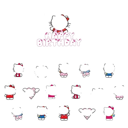 Yoimckay 17-teiliges Set mit Cartoon-Dekoration, Kuchen, Geburtstag, Kinder, Topper, Kuchen, Happy Birthday und Cupcake Topper, Kitty, Kuchen, Themed Cute, Party, Dekoration, Geburtstag, Mädchen Yoimckay 17-teiliges Set mit Cartoon-Dekoration, Kuchen, Geburtstag, Kinder, Topper, Kuchen, Happy Birthday und Cupcake Topper, Kitty, Kuchen, Themed Cute, Party, Dekoration, Geburtstag, Mädchen von Yoimckay
