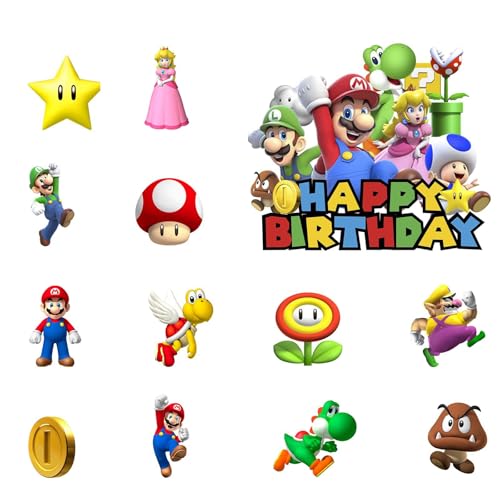 Yoimckay 25-teiliges Set mit Cartoon-Dekoration, Kuchen, Geburtstag, Kinder, Topper, Kuchen, Happy Birthday und Cupcake, Topper, Marioo, Kuchen, Themed Cute, Party, Dekoration, Geburtstag, Mädchen Yoimckay 25-teiliges Set mit Cartoon-Dekoration, Kuchen, Geburtstag, Kinder, Topper, Kuchen, Happy Birthday und Cupcake, Topper, Marioo, Kuchen, Themed Cute, Party, Dekoration, Geburtstag, Mädchen von Yoimckay