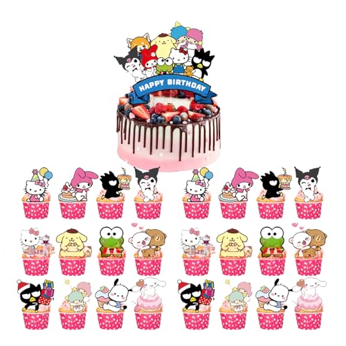 Yoimckay 25-teiliges Set mit Cartoon-Dekoration, Kuchen, Geburtstag, Kinder, Topper, Kuchen, Happy Birthday und Cupcake Topper, Cartoon, Kuchen, Themed Cute, Party, Dekoration, Geburtstag, Mädchen Yoimckay 25-teiliges Set mit Cartoon-Dekoration, Kuchen, Geburtstag, Kinder, Topper, Kuchen, Happy Birthday und Cupcake Topper, Cartoon, Kuchen, Themed Cute, Party, Dekoration, Geburtstag, Mädchen von Yoimckay