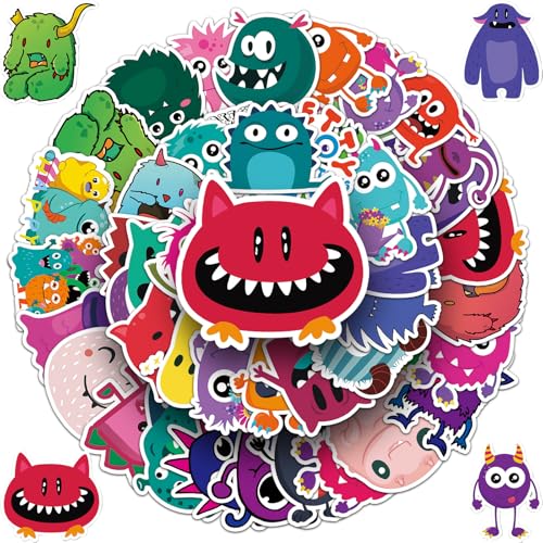 Yoimckay 50pcs Süßes Monster Aufkleber,Cartoon Anime Bunte Vinyl Wasserdicht Stickers, für Laptop Skateboard Fahrrad Computer Snowboard Gepäck Auto, Kawaii Cute Aufkleber für Jugendliche Kinder von Yoimckay