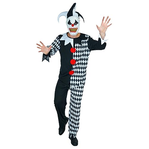 Yoisdtxc Halloween Clown Kostüm für Erwachsene Gruseliges Killer Kostüm mit Hut Set Horror Cosplay Outfits (Aldult, Weiß, S) von Yoisdtxc