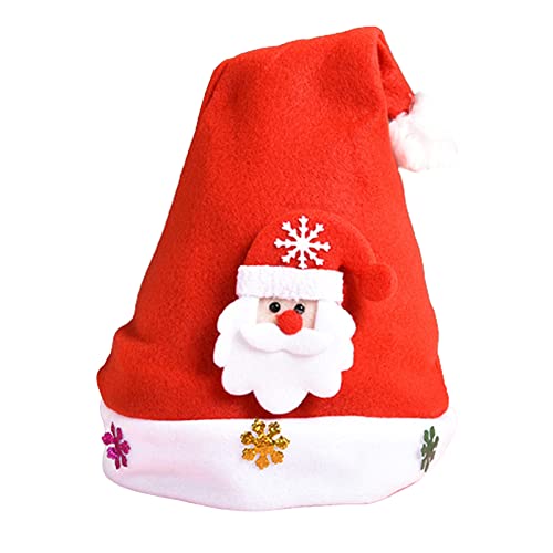 Yoisdtxc Unisex Klassische Weihnachtsmütze, Kinder, Weihnachtsmann, Schneemann, Elch, Hut für Festival, Urlaub, Party (roter Weihnachtsmann, 25 x 31 cm) von Yoisdtxc