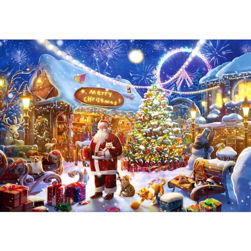 500-teiliges Weihnachtspuzzle für Erwachsene, Puzzle für Kinder ab 8–10 Jahren, mittlerer Schwierigkeitsgrad, lustige Familienspiele, tolle Ideen für Frauen und Männer, Weihnachtsgeschäft (50 x 40 cm) von Yokachi