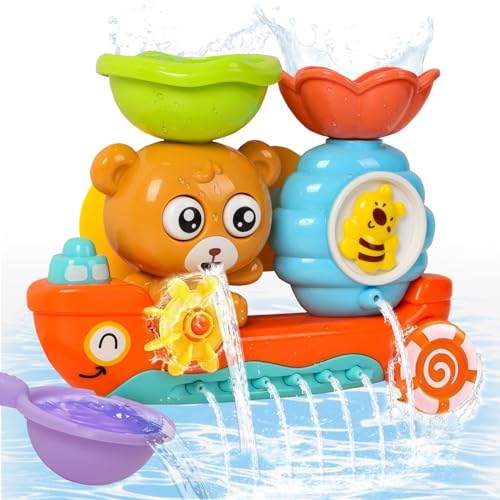 Yokuni Badewannenspielzeug, Badespielzeug Baby mit Zwei leistungsstarken Saugnäpfen, Baby Wasserspielzeug funktioniert ohne Batterien und hält für 1, 2, 3, 4 Jahre alte Boys and Girls von Yokuni