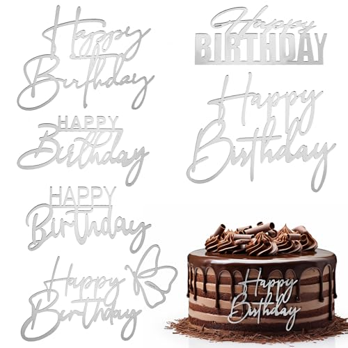 6 Stück Happy Birthday Tortendeko Silber Cake Topper Geburtstag Tortenaufsätze Happy Birthday Acryl Kuchenaufsätze Tortenschilder Besondere Tortenaufsätze zum Happy Birthday Cake Topper Geburtstag 6 Stück Happy Birthday Tortendeko Silber Cake Topper Geburtstag Tortenaufsätze Happy Birthday Acryl Kuchenaufsätze Tortenschilder Besondere Tortenaufsätze zum Happy Birthday Cake Topper Geburtstag von Yolev