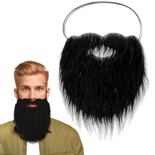 Yolev 4 Stück Gefälschte Bärte Falscher Bart Party-Künstlicher Bart Weihnachtsmann Bart Falscher Kostüm Whisker für Weihnachtsfeier Erwachsene Kinder(Black) von Yolev