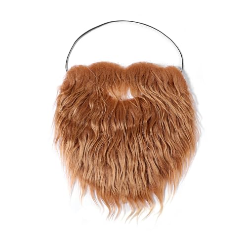 Yolev 4 Stück Gefälschte Bärte Falscher Bart Party-Künstlicher Bart Weihnachtsmann Bart Falscher Kostüm Whisker für Weihnachtsfeier Erwachsene Kinder(Brown) von Yolev