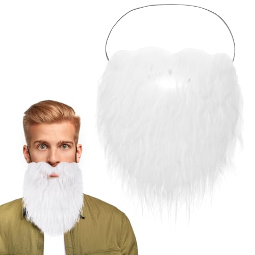 Yolev 4 Stück Gefälschte Bärte Falscher Bart Party-Künstlicher Bart Weihnachtsmann Bart Falscher Kostüm Whisker für Weihnachtsfeier Erwachsene Kinder(White) von Yolev